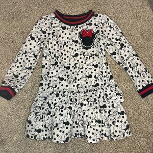 Disney Minnie Mouse Kids Girls Dress Vintage black white red 3T ruffle skirt